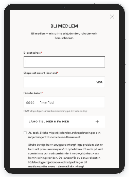 Simple, quick & flexible sign-up