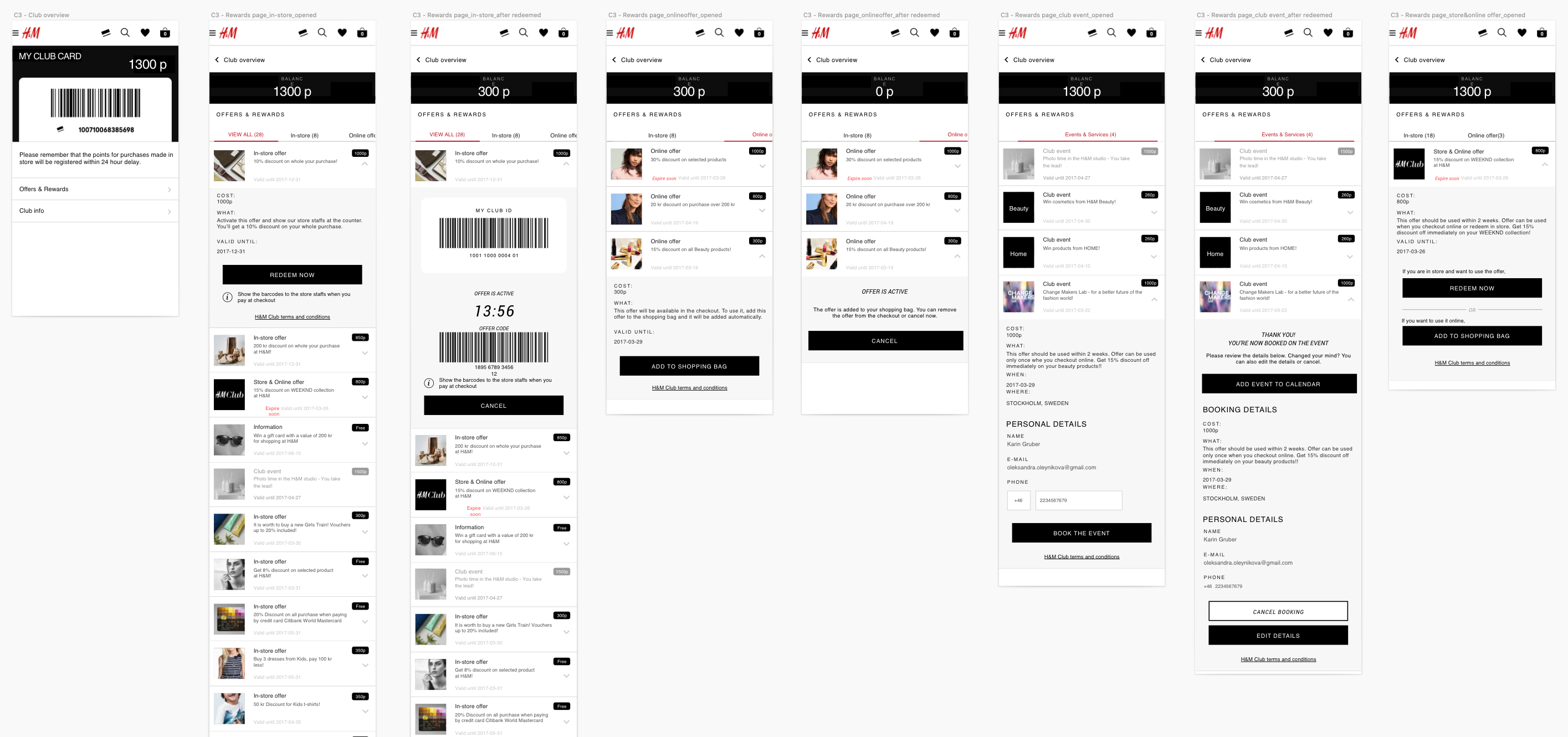 Concept flow created for user test (2nd concept of 4)
